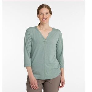 L.L. Bean Women's Streamside Tee, Three-Quarter-Sleeve Splitneck